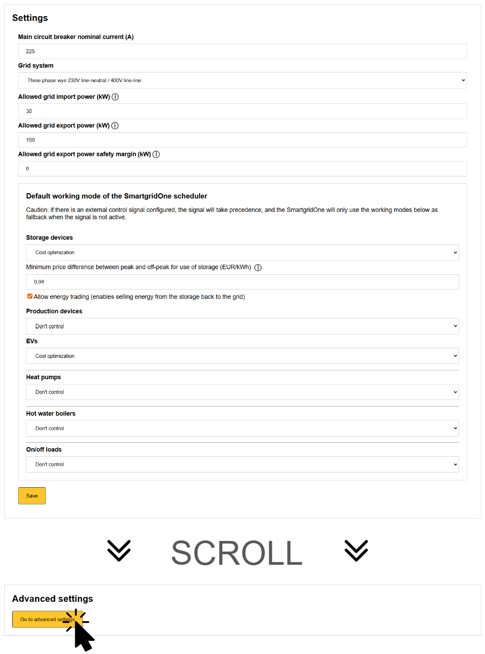 Erreichen Sie die 'Erweiterten Einstellungen', indem Sie zu 'Einstellungen' gehen und die Schaltfläche 'Erweiterte Einstellungen' klicken