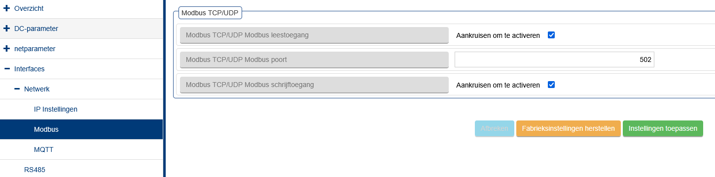 KACO blueplanet 92.0 / 105.0 Benutzeroberfläche Einstellung